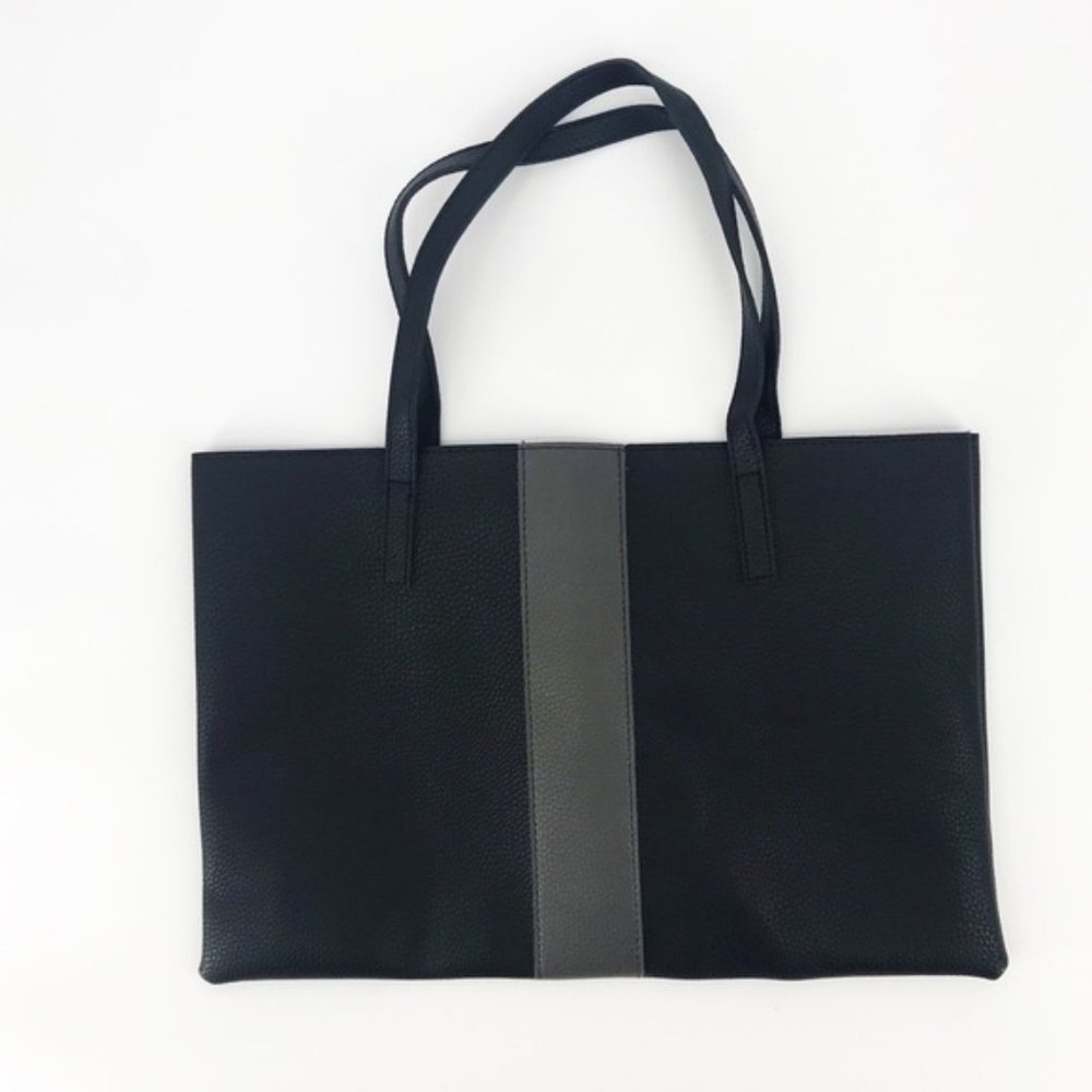 Vince Camuto : Black and Gray Vegan Leather Tote - Picture 2 of 5